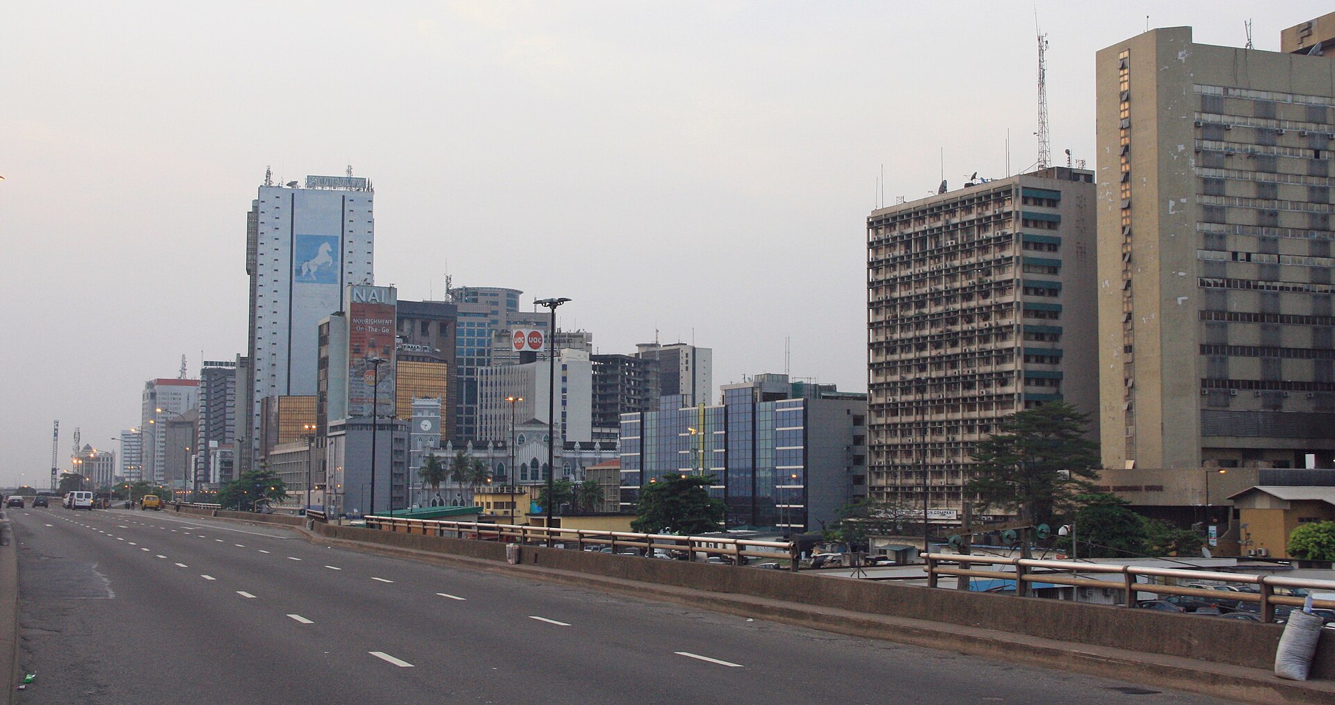 Office towers along the Marina expressway, Lagos Island